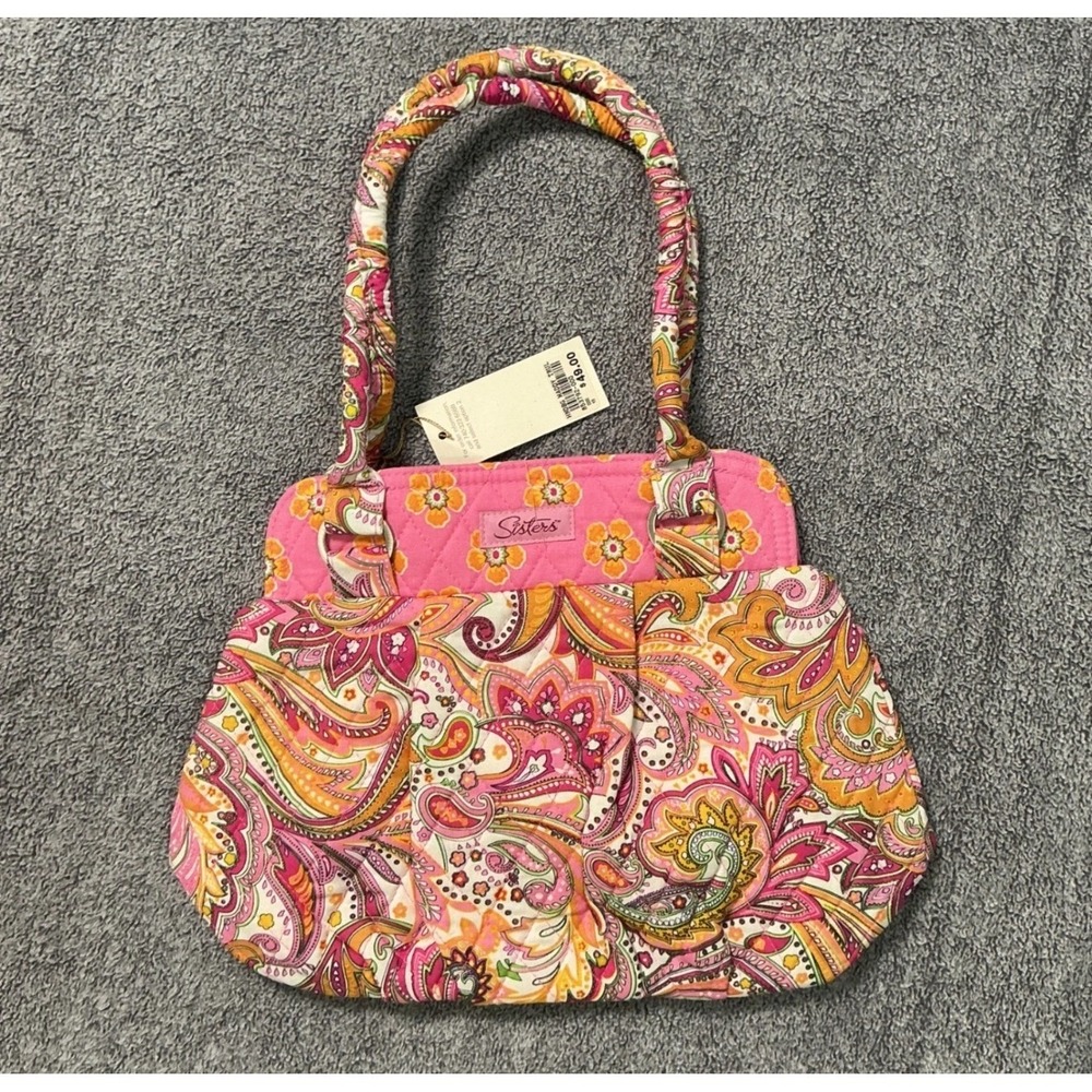 Longaberger Homestead Sisters Pink Paisley Quilted Cotton Shoulder Bag NWT